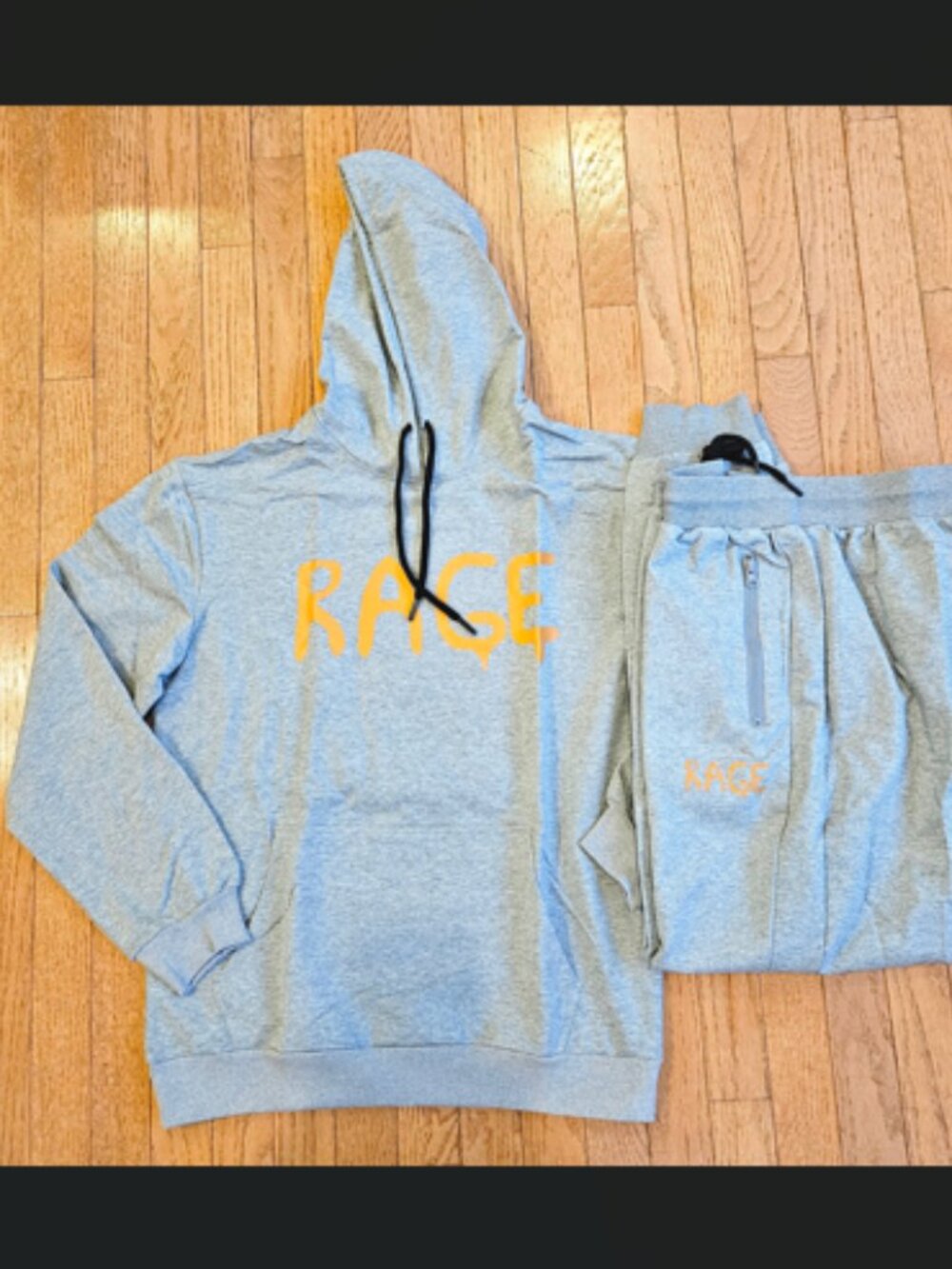 RAGE Gorilla Bold Graphic Hoodie + Joggers Set • Dark Gray • L • NEW • Men’s